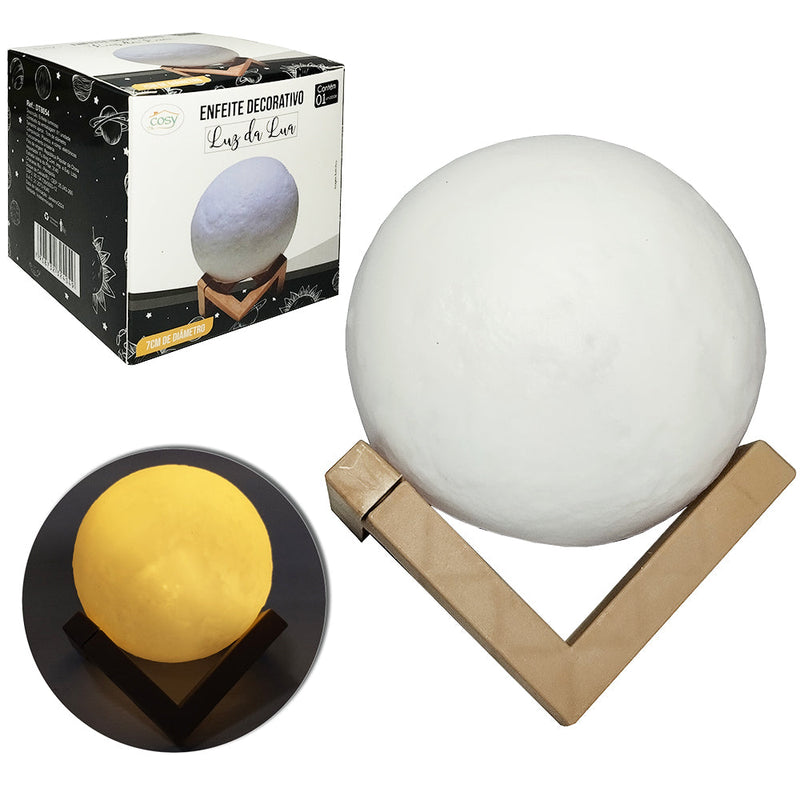 ABAJUR LUMINARIA LUA DE LED CUPULA E BASE DE PLASTICO A BATERIA